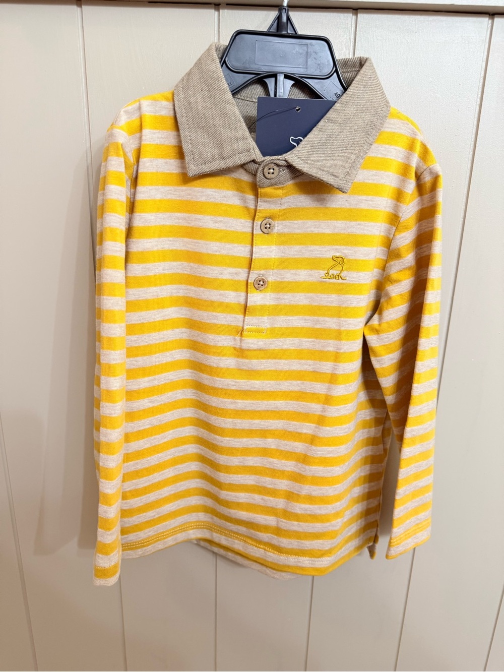 Me & Henry Yellow Stripe Long-Sleeve Polo Shirt for Kids